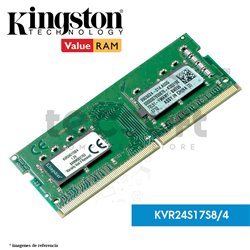 Memoria RAM, 4GB 2400MHz DDR4 Non-ECC CL17 SODIMM 1Rx8 (KVR24S17S8/4)