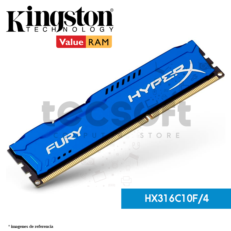 Memoria RAM, 4GB 1600MHz DDR3 CL10 DIMM HyperX FURY Blue (HX316C10F/4)
