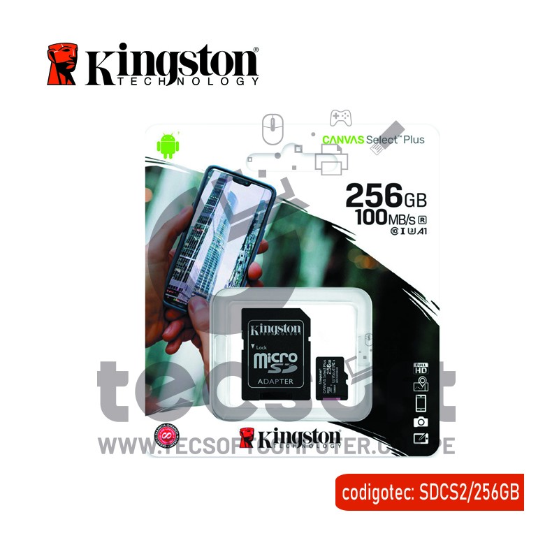 KINGSTON MEMORIA MICRO SD CANVAS SDCS2 256GB CLASE 10 UHS-I 100MBS
